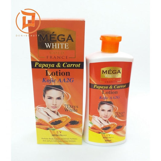 MEGA WHITE LAIT ÉCLAIRCISSANT KOJIC CAROTTE ET PAPAYE 500ML